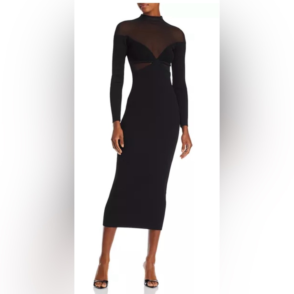 Bardot Aperol Black Midi Dress | Midi Mesh Dress Small